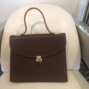 Brown leather handbag